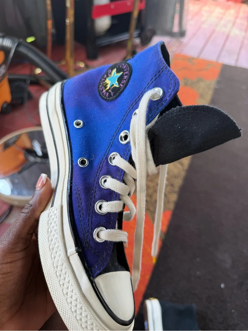 Converse Two-Tone High Top Sneakers - Black & Blue
